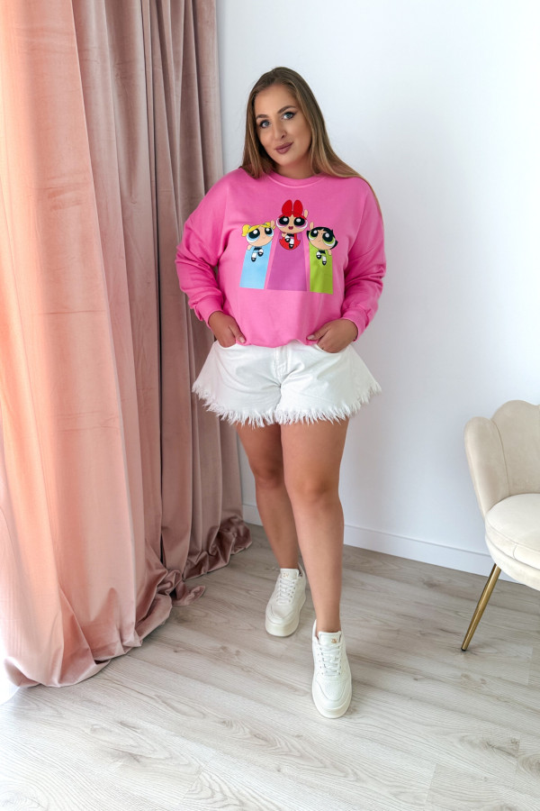 Bluza oversizowa nieocieplana Atomówki - hot pink