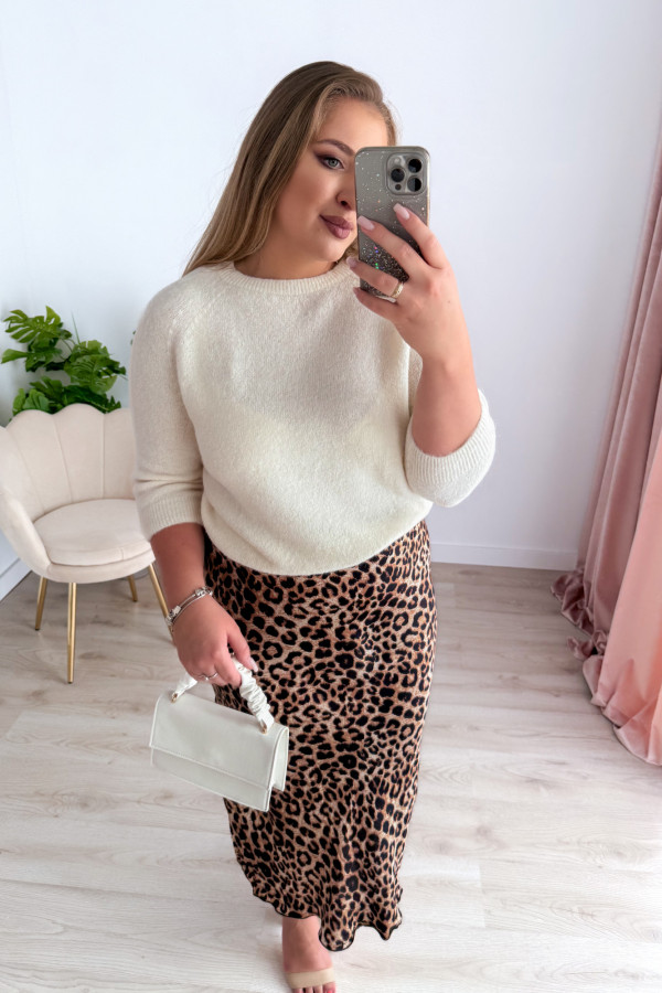Sweter z okrągłym dekoltem Baby Alpaca Sonia - kremowy 1