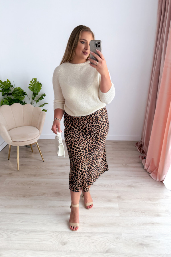 Sweter z okrągłym dekoltem Baby Alpaca Sonia - kremowy 2