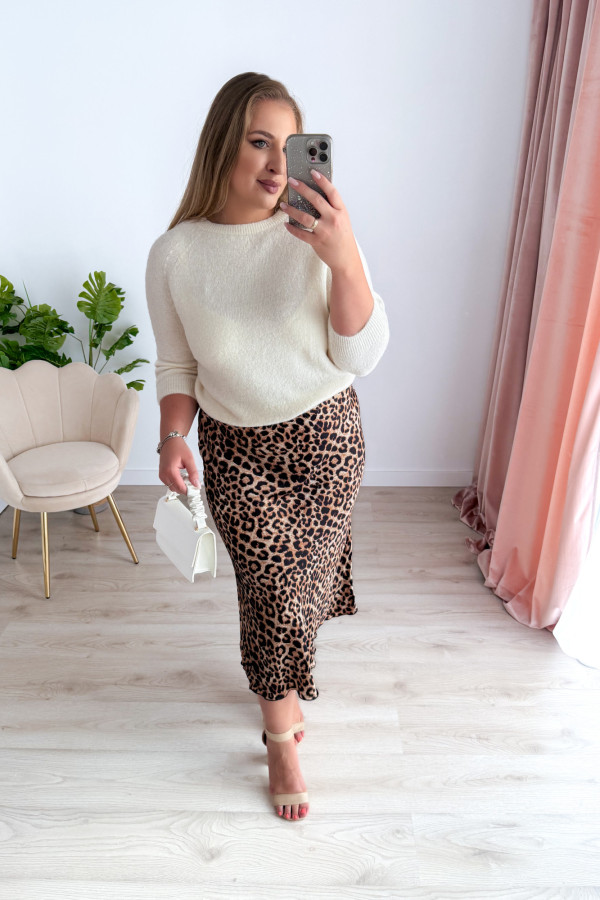 Sweter z okrągłym dekoltem Baby Alpaca Sonia - kremowy 3