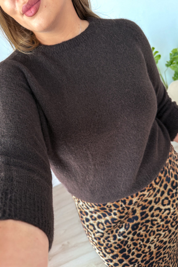 Sweter z okrągłym dekoltem Baby Alpaca Sonia - czekolada 13
