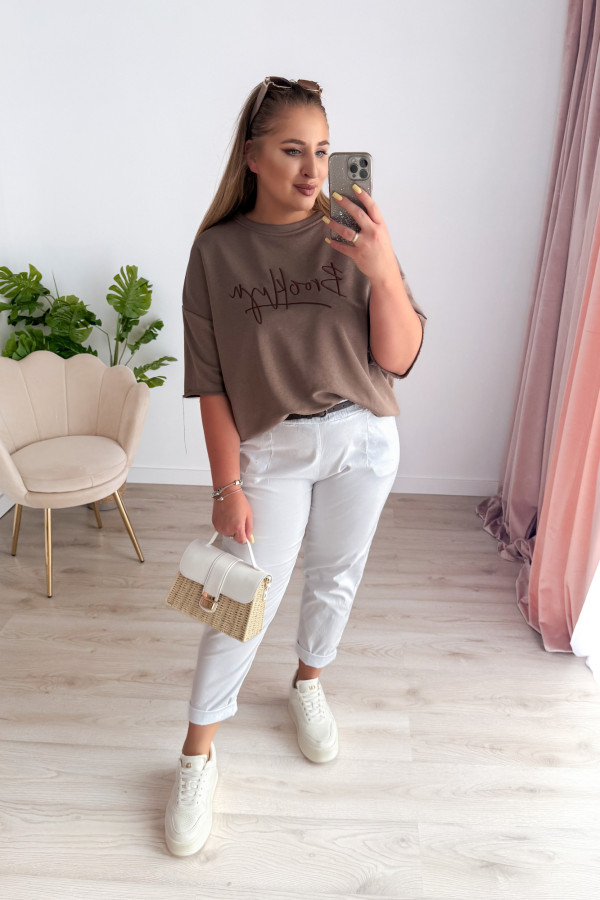 Bluza oversize na krótki rękaw z wyszytym napisem Brooklyn - fango 2