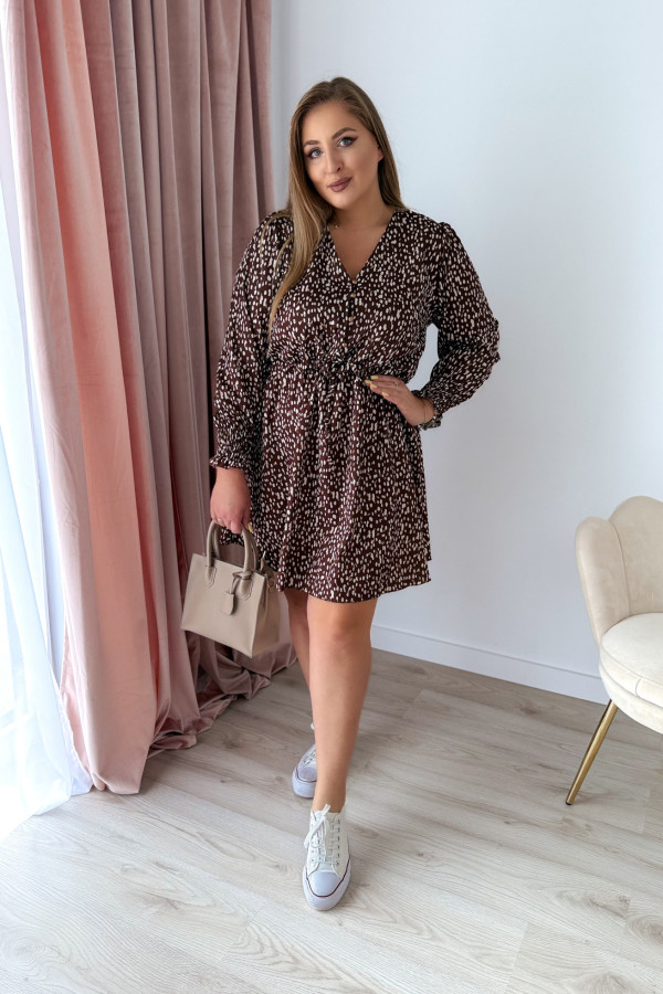 PREORDER Sukienka krótka plus size czekoladowa w plamki Nola (dostawa 11.07.) 1