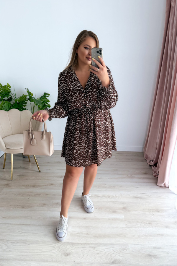 PREORDER Sukienka krótka plus size czekoladowa w plamki Nola (dostawa 11.07.) 6