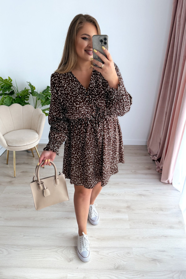 PREORDER Sukienka krótka plus size czekoladowa w plamki Nola (dostawa 11.07.) 7
