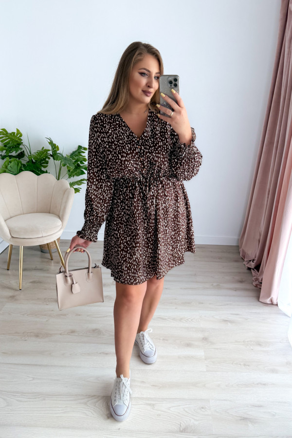 PREORDER Sukienka krótka plus size czekoladowa w plamki Nola (dostawa 11.07.) 8
