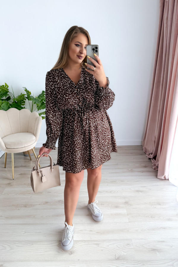 PREORDER Sukienka krótka plus size czekoladowa w plamki Nola (dostawa 11.07.) 9