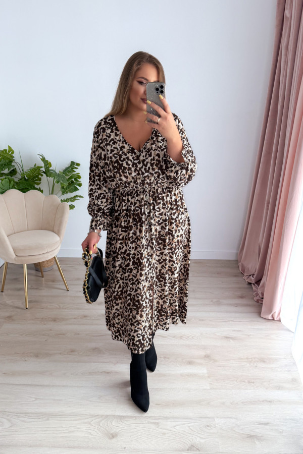 Sukienka plus size wiskozowa midi z dekoltem V w panterkę Calina 3