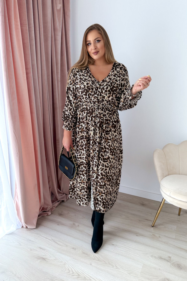 Sukienka plus size wiskozowa midi z dekoltem V w panterkę Calina 8