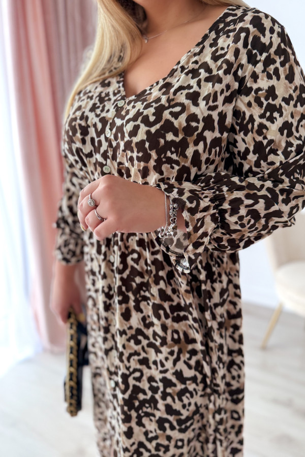 Sukienka plus size wiskozowa midi z dekoltem V w panterkę Calina 10