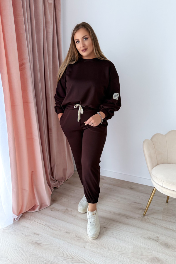 Komplet dresowy bluza oversize+spodnie dresowe Vista - czekolada