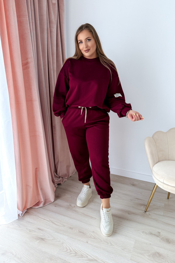 Komplet dresowy bluza oversize+spodnie dresowe Vista - bordo 1