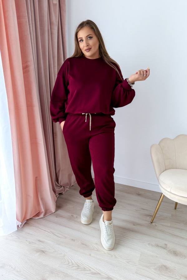 Komplet dresowy bluza oversize+spodnie dresowe Vista - bordo 2