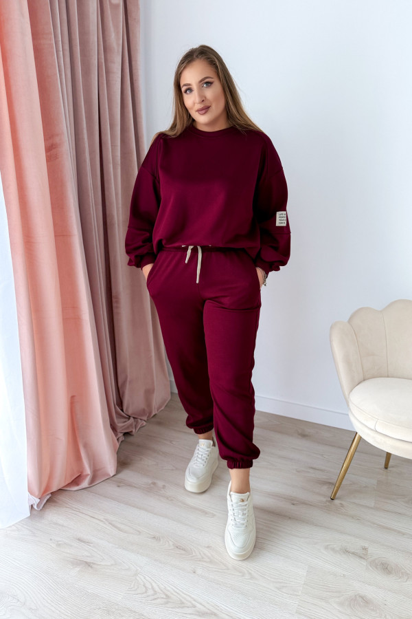 Komplet dresowy bluza oversize+spodnie dresowe Vista - bordo 3