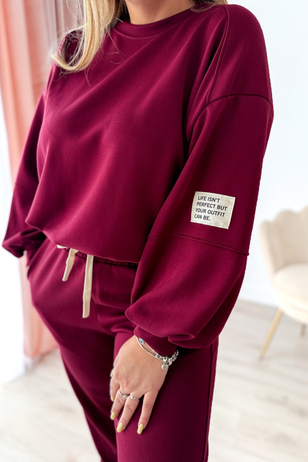 Komplet dresowy bluza oversize+spodnie dresowe Vista - bordo 4
