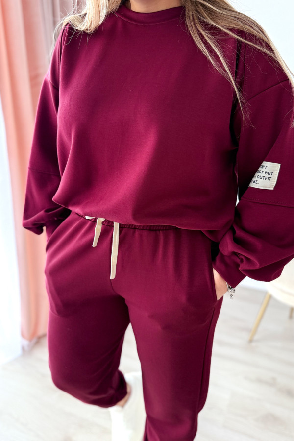 Komplet dresowy bluza oversize+spodnie dresowe Vista - bordo 5