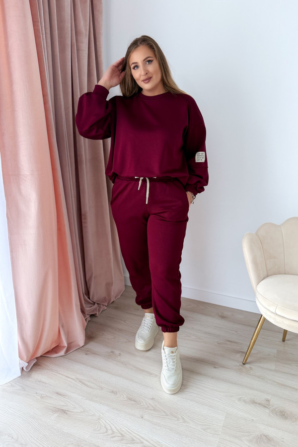 Komplet dresowy bluza oversize+spodnie dresowe Vista - bordo