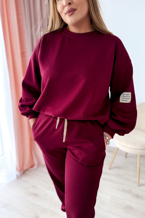 Komplet dresowy bluza oversize+spodnie dresowe Vista - bordo 6