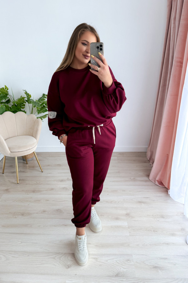Komplet dresowy bluza oversize+spodnie dresowe Vista - bordo 7