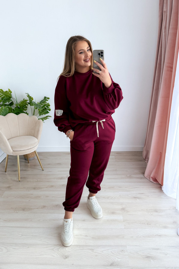 Komplet dresowy bluza oversize+spodnie dresowe Vista - bordo 8