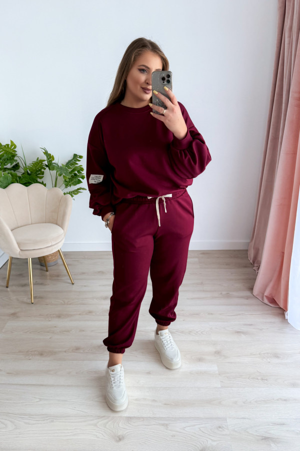 Komplet dresowy bluza oversize+spodnie dresowe Vista - bordo 10