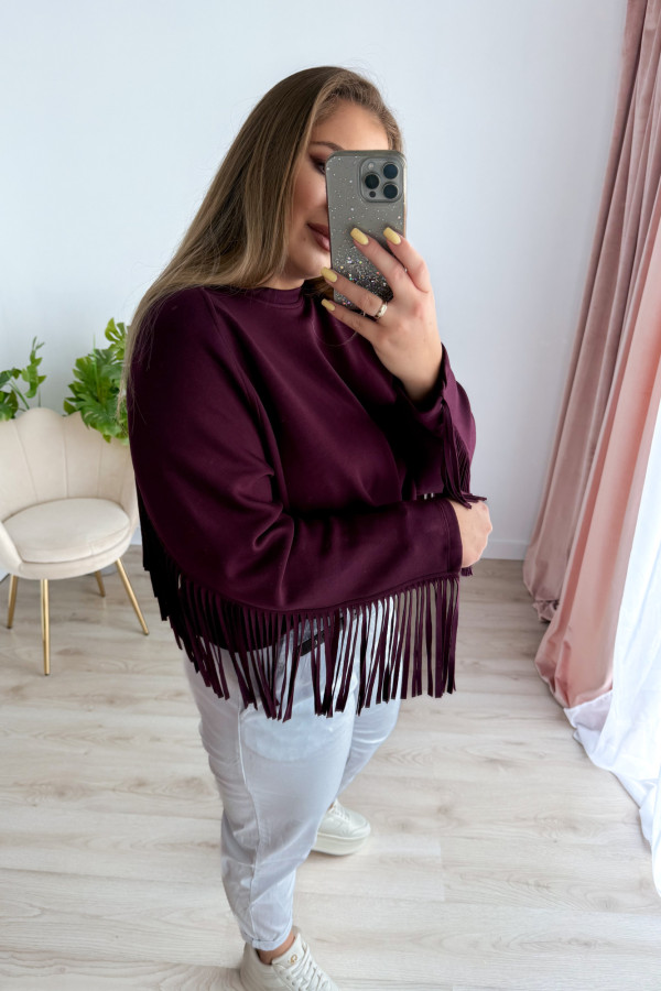 Bluza oversize z frędzlami Mireya - śliwka 5