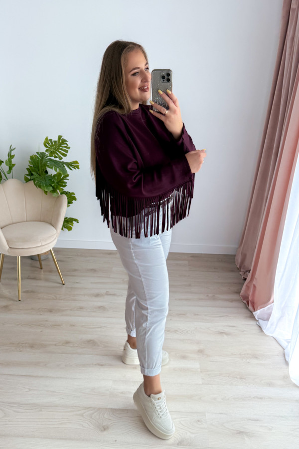 Bluza oversize z frędzlami Mireya - śliwka 6