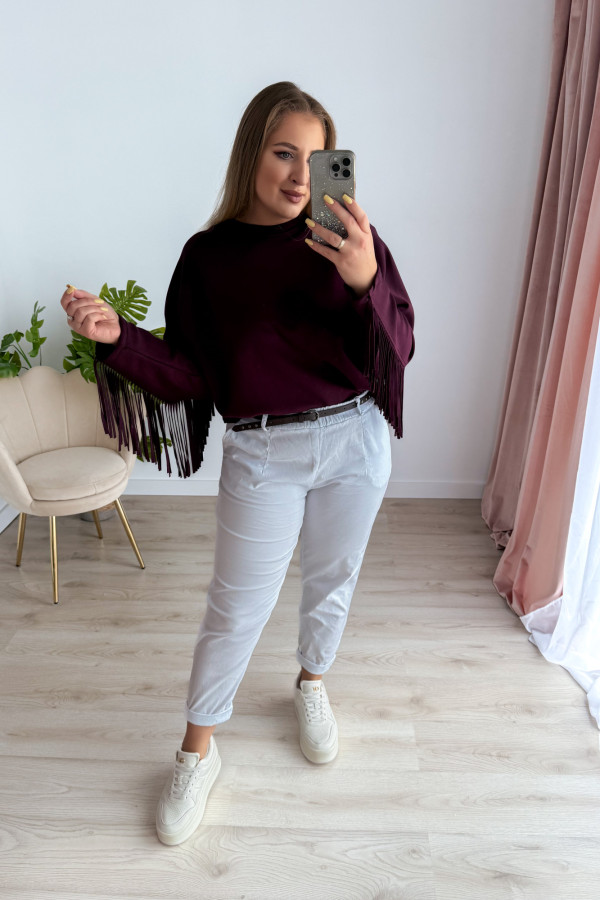 Bluza oversize z frędzlami Mireya - śliwka 7