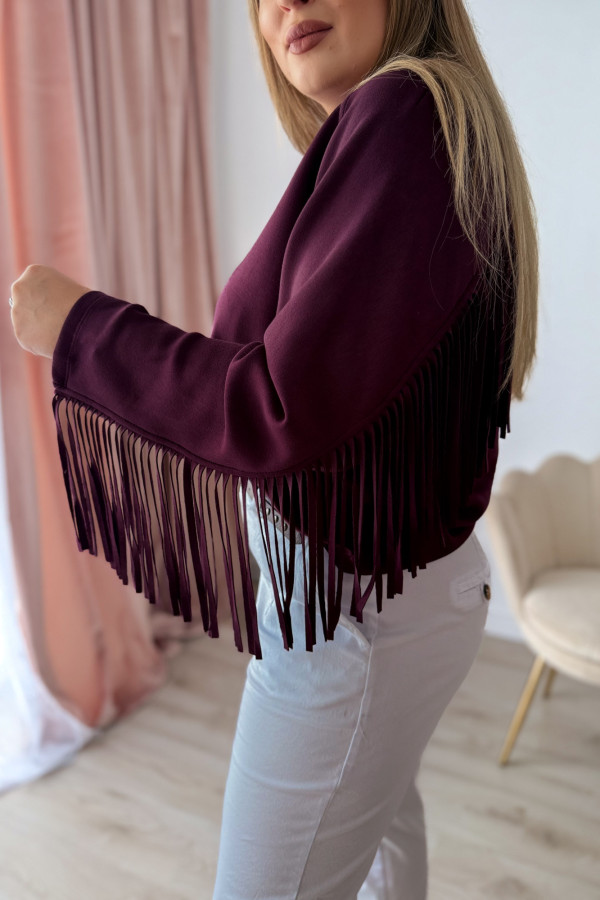 Bluza oversize z frędzlami Mireya - śliwka 8