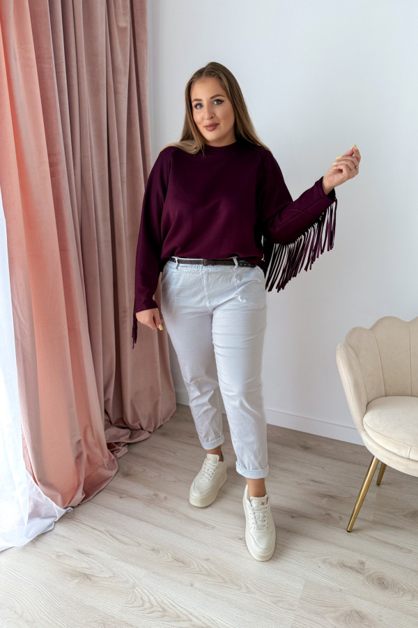 Bluza oversize z frędzlami Mireya - śliwka 9