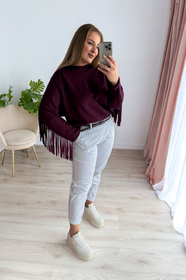 Bluza oversize z frędzlami Mireya - śliwka 10