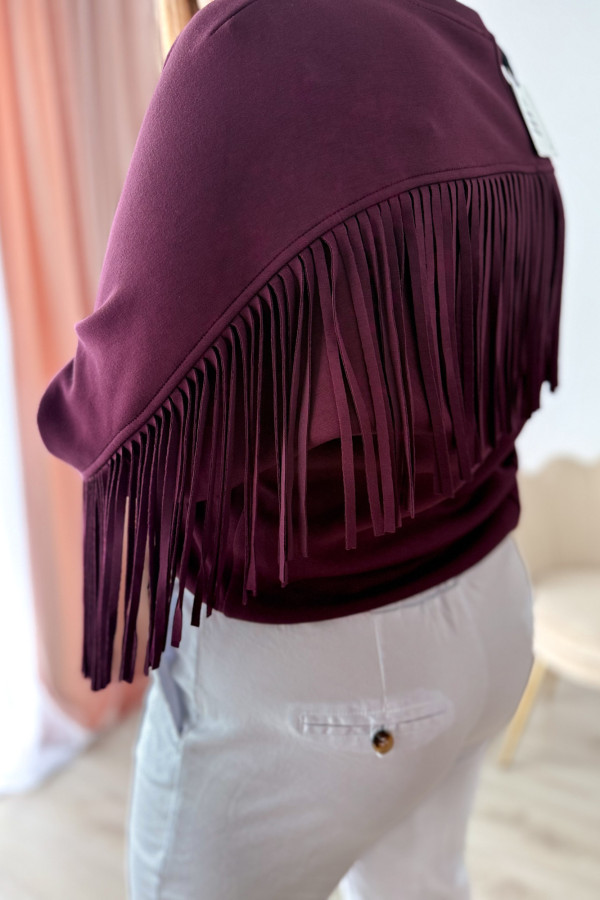 Bluza oversize z frędzlami Mireya - śliwka 11