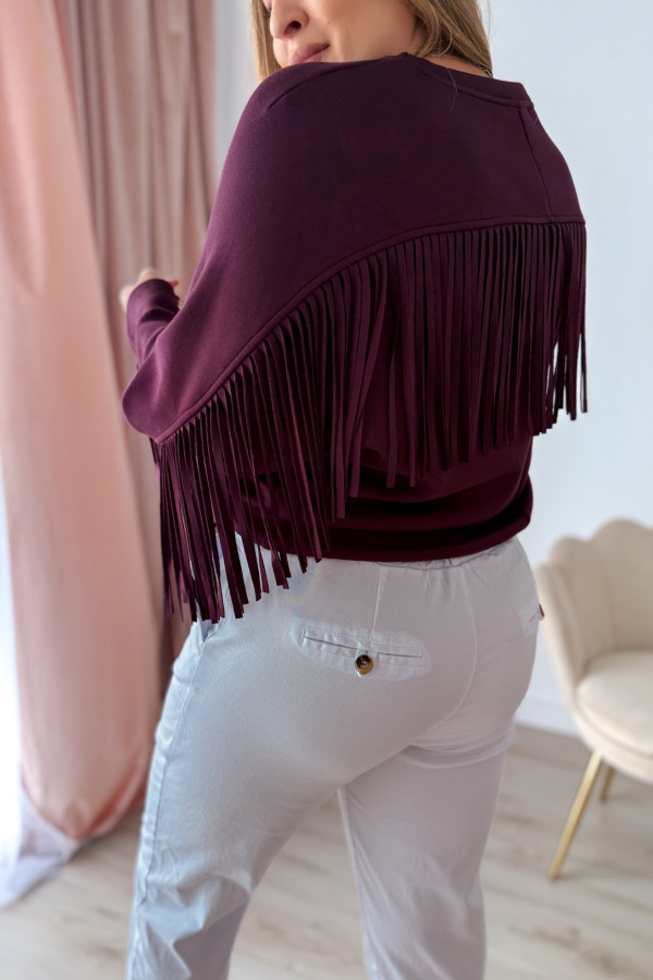 Bluza oversize z frędzlami Mireya - śliwka 4