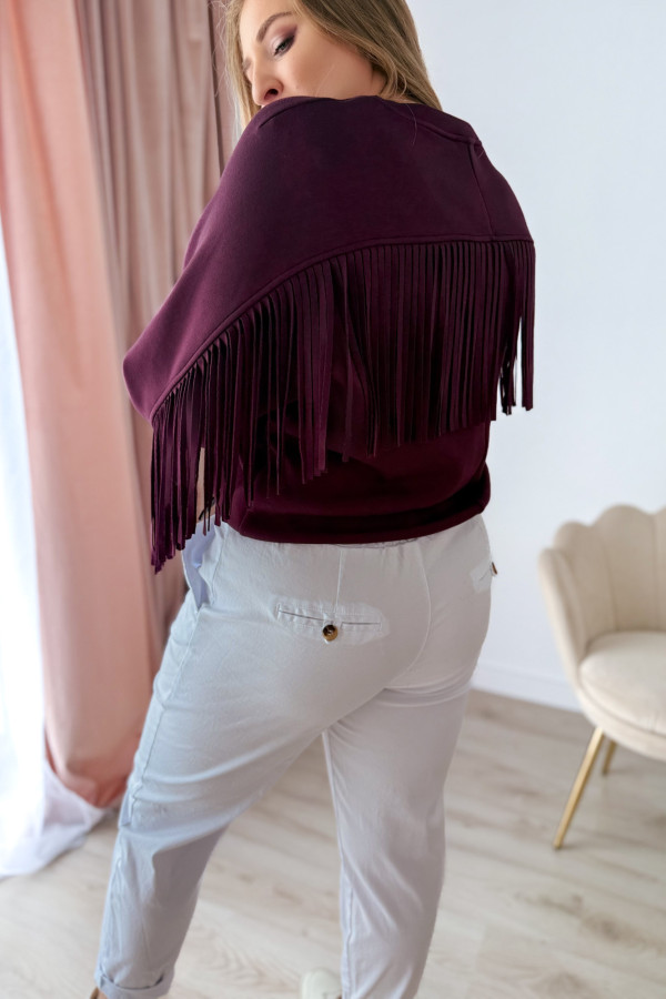 Bluza oversize z frędzlami Mireya - śliwka 1