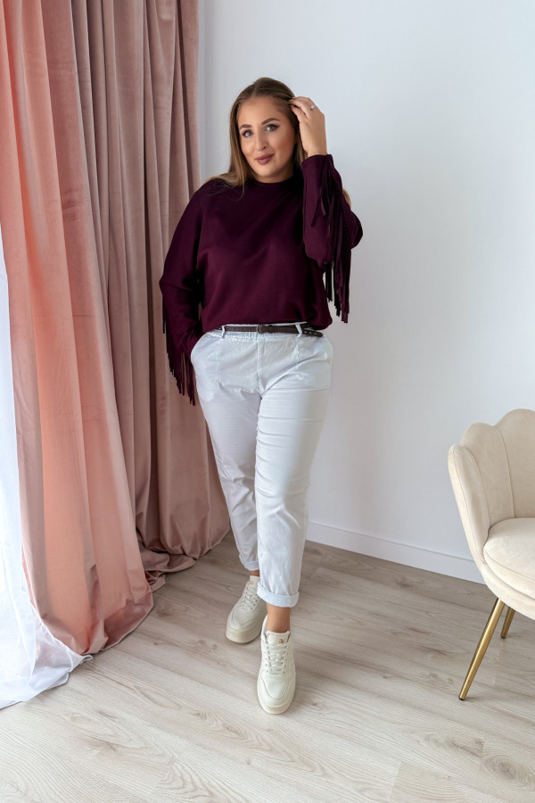 Bluza oversize z frędzlami Mireya - śliwka 2