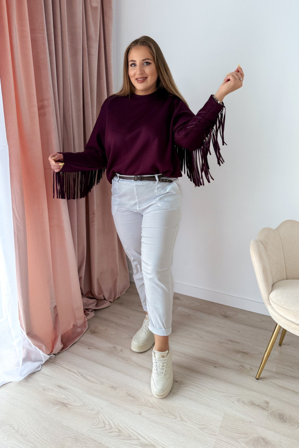 Bluza oversize z frędzlami Mireya - śliwka 3