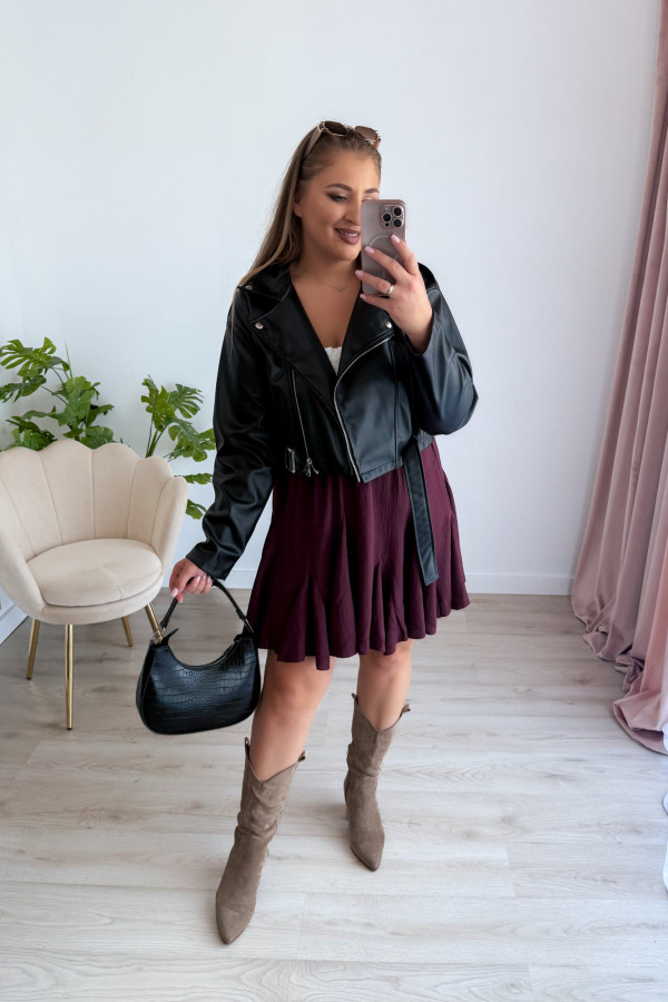 Spódniczka krótka rozkloszowana Cloche - śliwka 3