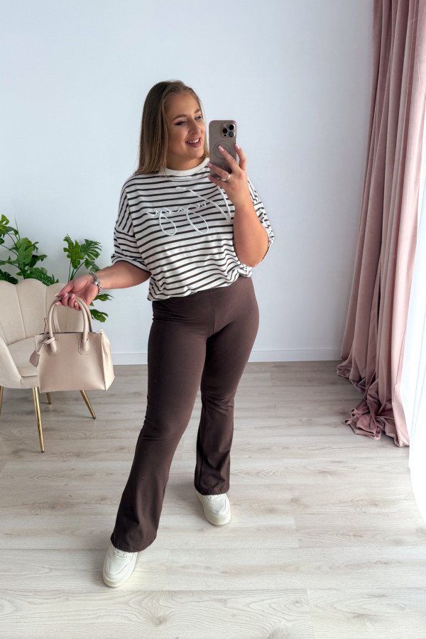 Dopasowane legginsy dzwony z rozcięciem Zeva - czekolada 3