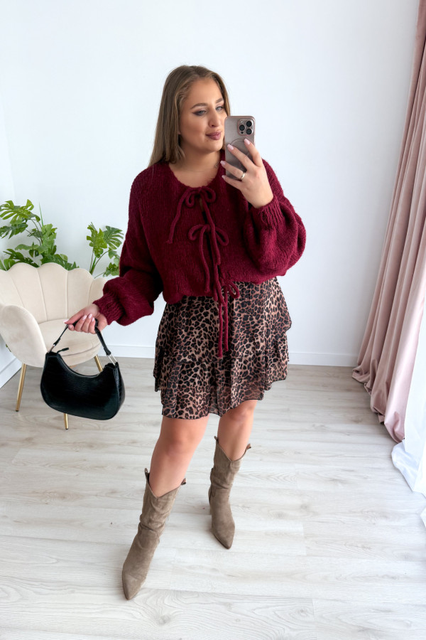 Sweterek zawiązywany na długi rękaw Caterina - bordo 5