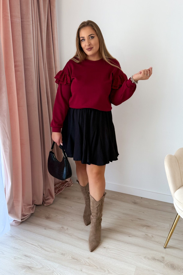 Bluza z ozdobną koronką na rękawie Minion - bordo