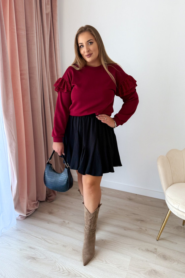 Bluza z ozdobną koronką na rękawie Minion - bordo 2