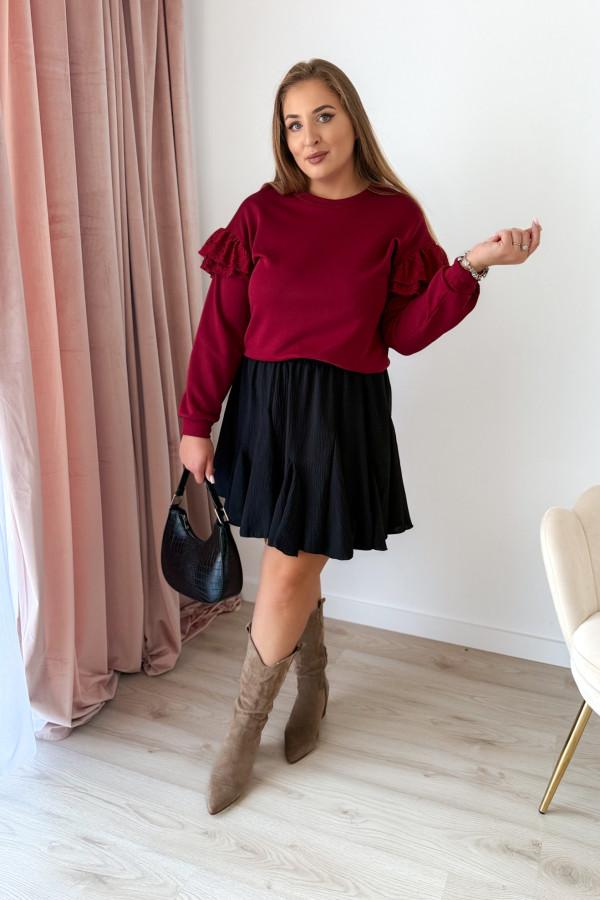 Bluza z ozdobną koronką na rękawie Minion - bordo 8
