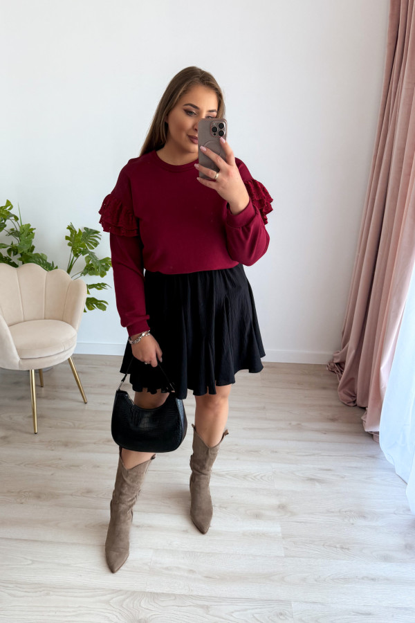 Bluza z ozdobną koronką na rękawie Minion - bordo 9