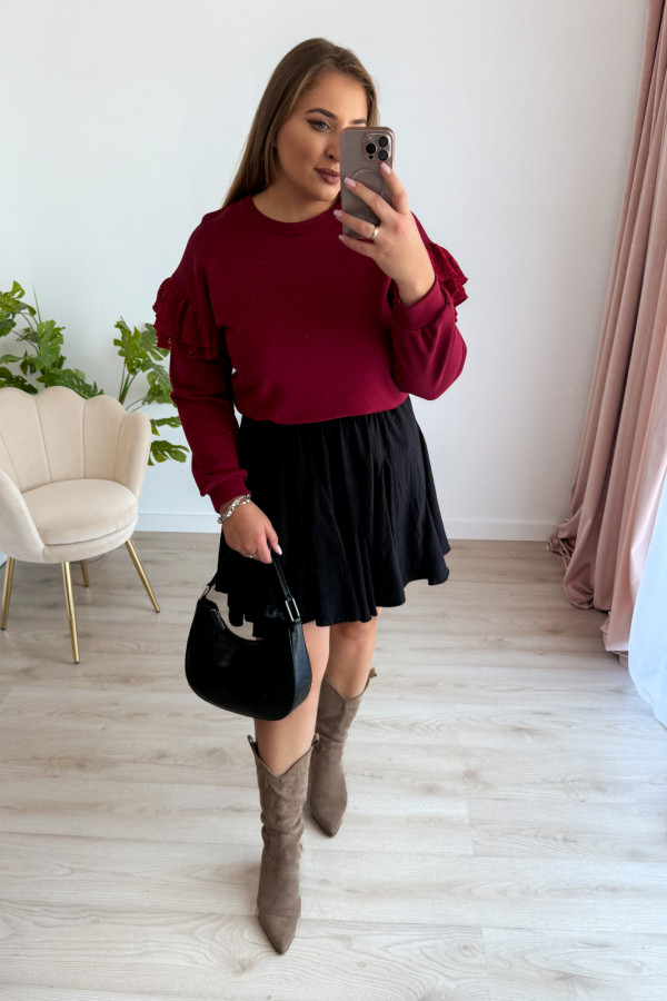 Bluza z ozdobną koronką na rękawie Minion - bordo 11