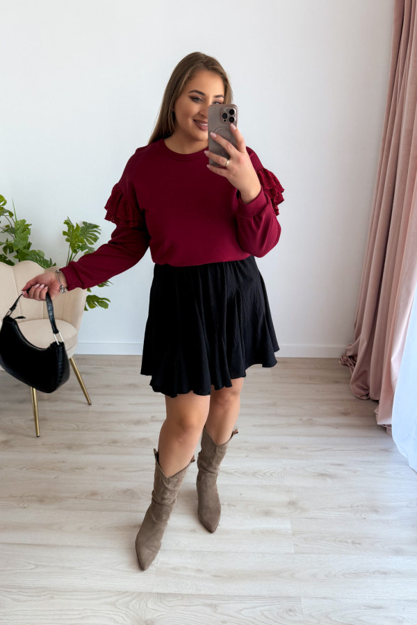 Bluza z ozdobną koronką na rękawie Minion - bordo 12