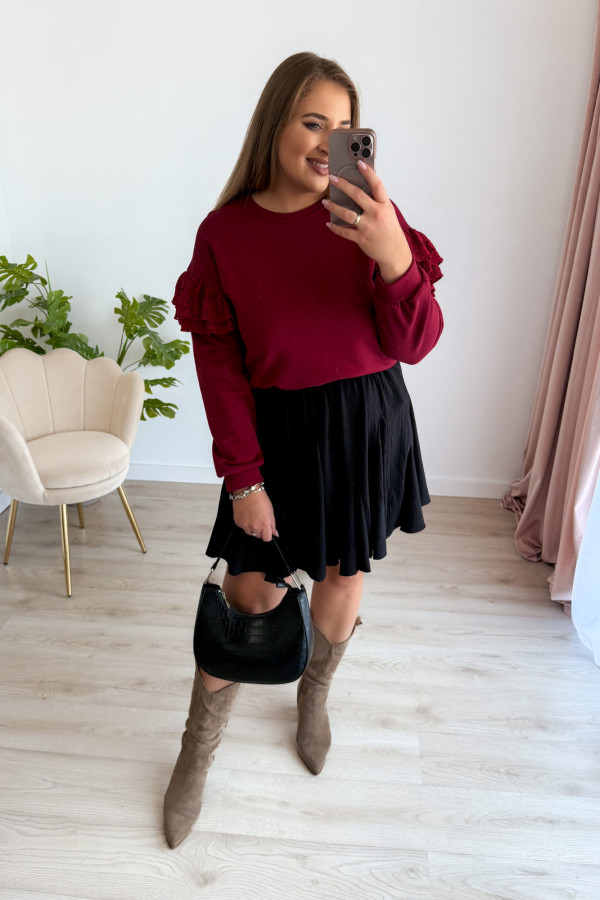 Bluza z ozdobną koronką na rękawie Minion - bordo 13