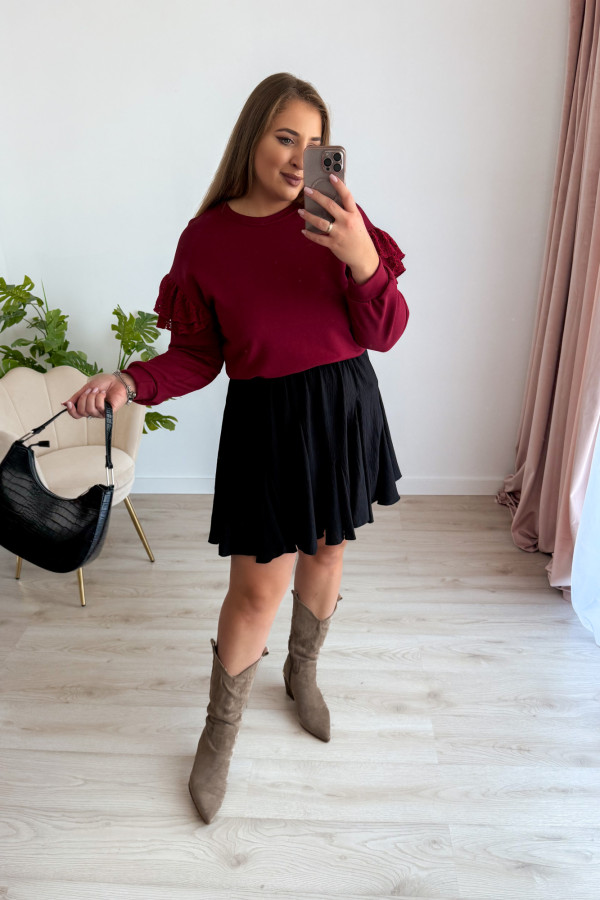 Bluza z ozdobną koronką na rękawie Minion - bordo 14