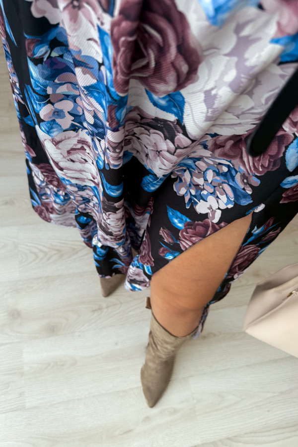 PREORDER Sukienka midi plus size czarna w kwiatowy wzór plus size Marcella (dostawa 2-3.09.) 12