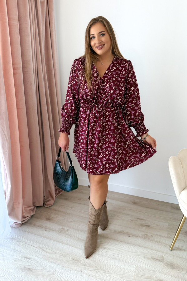 Sukienka krótka plus size bordowa w kwiatki Nola 2