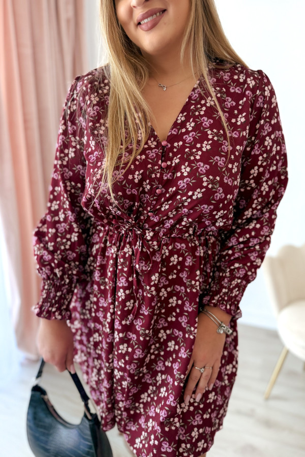 Sukienka krótka plus size bordowa w kwiatki Nola 3